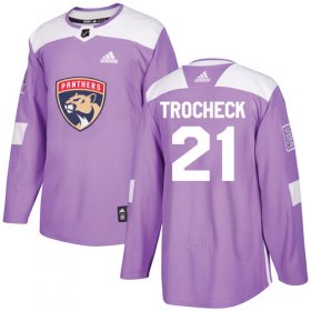 Wholesale Cheap Adidas Panthers #21 Vincent Trocheck Purple Authentic Fights Cancer Stitched NHL Jersey