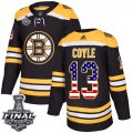 Wholesale Cheap Adidas Bruins #13 Charlie Coyle Black Home Authentic USA Flag 2019 Stanley Cup Final Stitched NHL Jersey
