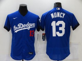 Wholesale Cheap Men\'s Los Angeles Dodgers #13 Max Muncy Blue 2021 City Connect Flex Base Stitched Jersey