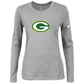 Wholesale Cheap Women\'s Nike Green Bay Packers Of The City Long Sleeve Tri-Blend NFL T-Shirt Light Grey