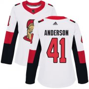 Wholesale Cheap Adidas Senators #41 Craig Anderson White Road Authentic Women's Stitched NHL Jersey