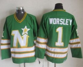 Wholesale Cheap Stars #1 Gump Worsley Green CCM Throwback Stitched NHL Jersey