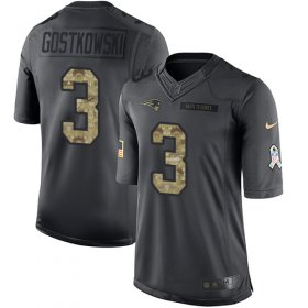Wholesale Cheap Nike Patriots #3 Stephen Gostkowski Black Men\'s Stitched NFL Limited 2016 Salute To Service Jersey