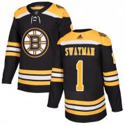 Wholesale Cheap Men's Boston Bruins #1 Jeremy Swayman Adidas Authentic Home Jersey - Black