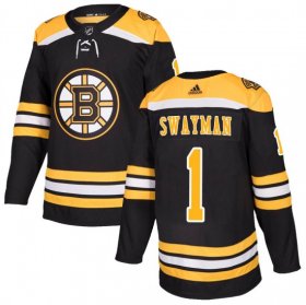 Wholesale Cheap Men\'s Boston Bruins #1 Jeremy Swayman Adidas Authentic Home Jersey - Black