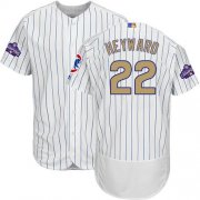 Wholesale Cheap Cubs #22 Jason Heyward White(Blue Strip) Flexbase Authentic 2017 Gold Program Stitched MLB Jersey
