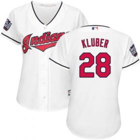 Wholesale Cheap Indians #28 Corey Kluber White 2016 World Series Bound Women\'s Home Stitched MLB Jersey