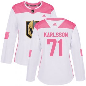 Wholesale Cheap Adidas Golden Knights #71 William Karlsson White/Pink Authentic Fashion Women\'s Stitched NHL Jersey