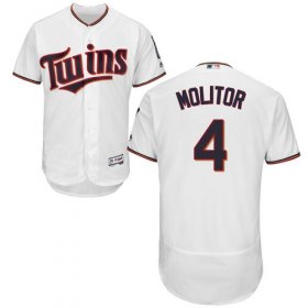 Wholesale Cheap Twins #4 Paul Molitor White Flexbase Authentic Collection Stitched MLB Jersey