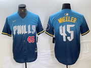 Cheap Men's Philadelphia Phillies #45 Zack Wheeler Blue 2024 City Player Number Cool Base Stitched Jerseys