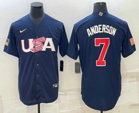 Cheap Men\'s USA Baseball #7 Tim Anderson 2023 Navy World Baseball Classic Stitched Jersey