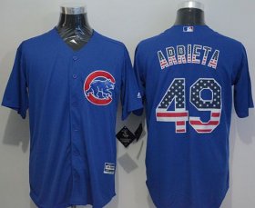 Wholesale Cheap Cubs #49 Jake Arrieta Blue USA Flag Fashion Stitched MLB Jersey