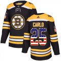 Wholesale Cheap Adidas Bruins #25 Brandon Carlo Black Home Authentic USA Flag Stitched NHL Jersey