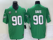 Wholesale Cheap Men's Philadelphia Eagles #90 Jordan Davis Green C Patch 2023 FUSE Vapor Limited Throwback Stitched Jersey