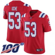 Wholesale Cheap Nike Patriots #53 Josh Uche Red Alternate Men's Stitched NFL 100th Season Vapor Untouchable Limited Jersey