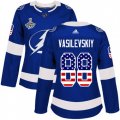 Cheap Adidas Lightning #88 Andrei Vasilevskiy Blue Home Authentic USA Flag Women's 2020 Stanley Cup Champions Stitched NHL Jersey