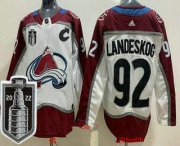 Wholesale Cheap Men's Colorado Avalanche #92 Gabriel Landeskog White 2022 Stanley Cup Stitched Jersey