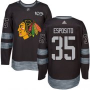 Wholesale Cheap Adidas Blackhawks #35 Tony Esposito Black 1917-2017 100th Anniversary Stitched NHL Jersey