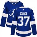 Cheap Adidas Lightning #37 Yanni Gourde Blue Home Authentic Women's Stitched NHL Jersey