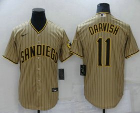 Wholesale Cheap Men\'s San Diego Padres #11 Yu Darvish Brown Team Logo Stitched MLB Cool Base Nike Jersey