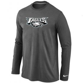 Wholesale Cheap Nike Philadelphia Eagles Authentic Logo Long Sleeve T-Shirt Dark Grey