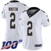 Wholesale Cheap Nike Saints #2 Jameis Winston White Women's Stitched NFL 100th Season Vapor Untouchable Limited Jersey
