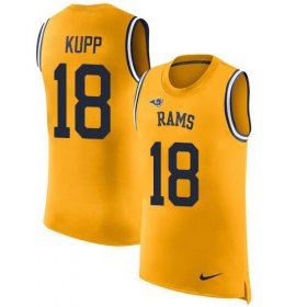 Wholesale Cheap Nike Rams #18 Cooper Kupp Gold Men\'s Stitched NFL Limited Rush Tank Top Jersey