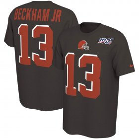 Wholesale Cheap Cleveland Browns #13 Odell Beckham Jr. Nike NFL 100th Season Player Pride Name & Number Performance T-Shirt Brown