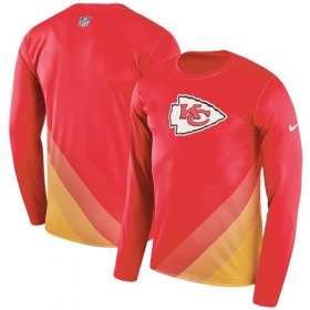 Wholesale Cheap Men\'s Kansas City Chiefs Nike Red Sideline Legend Prism Performance Long Sleeve T-Shirt