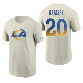 Wholesale Cheap Los Angeles Rams #20 Jalen Ramsey Men\'s Cream 2020 Primary Logo NFL T-Shirt