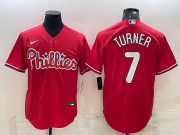 Wholesale Cheap Men's Philadelphia Phillies #7 Trea Turner Red Cool Base Stitched Baseball Jersey