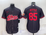 Wholesale Cheap Men's San Francisco 49ers #85 George Kittle Black With Patch Cool Base Stitched Baseball Jersey