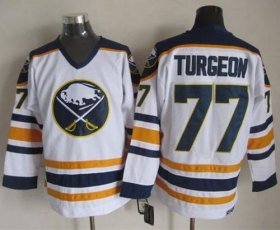Wholesale Cheap Sabres #77 Pierre Turgeon White CCM Throwback Stitched NHL Jersey