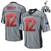 Wholesale Cheap Patriots #12 Tom Brady Grey Shadow Super Bowl XLVI Embroidered NFL Jersey