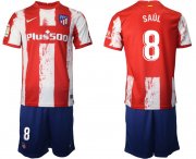 Wholesale Cheap Men 2021-2022 Club Atletico Madrid home red 8 Nike Soccer Jersey