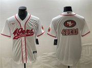 Cheap Men's San Francisco 49ers White Team Big Logo With Patch Cool Base Stitched Baseball Jersey