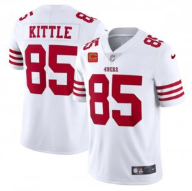 Wholesale Cheap Men\'s San Francisco 49ers 2022 #85 George Kittle White New Scarlet With 4-star C Patch Vapor Untouchable Limited Stitched Football Jersey
