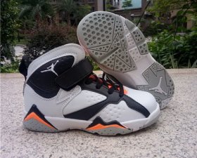 Wholesale Cheap Kid\'s Air Jordan 7 Shoes White/Black-Orange