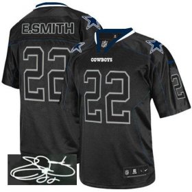 Wholesale Cheap Nike Cowboys #22 Emmitt Smith Lights Out Black Men\'s Stitched NFL Elite Autographed Jersey