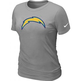 Wholesale Cheap Women\'s Nike Los Angeles Chargers Logo NFL T-Shirt Light Grey