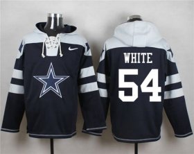 Wholesale Cheap Nike Cowboys #54 Randy White Navy Blue Player Pullover NFL Hoodie