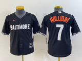 Cheap Youth Baltimore Orioles #7 Jackson Holliday Black 2023 City Connect Cool Base Stitched Jersey