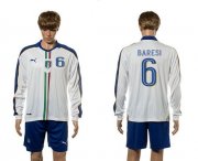 Wholesale Cheap Italy #6 Baresi White Away Long Sleeves Soccer Country Jersey