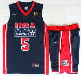 Wholesale Cheap USA Basketball 1992 Olympic Dream Team Suits #5 David Robinson Blue Jerseys & Shorts