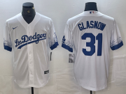 Cheap Men's Los Angeles Dodgers #31 Tyler Glasnow White 2021 City Connect Cool Base Stitched Jersey