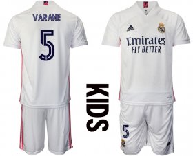 Wholesale Cheap Youth 2020-2021 club Real Madrid home 5 white Soccer Jerseys