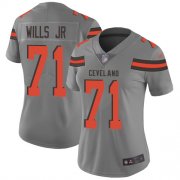 Wholesale Cheap Nike Browns #71 Jedrick Wills JR Gray Women's Stitched NFL Limited Inverted Legend Jersey