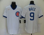 Wholesale Cheap Men's Chicago Cubs #9 Javier Baez White Pullover Cooperstown Collection Stitched MLB Nike Jersey