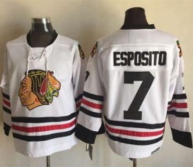 Wholesale Cheap Blackhawks #7 Tony Esposito White CCM Throwback Stitched NHL Jersey
