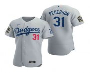 Wholesale Cheap Men's Los Angeles Dodgers #31 Joc Pederson Gray 2020 World Series Authentic Flex Nike Jersey